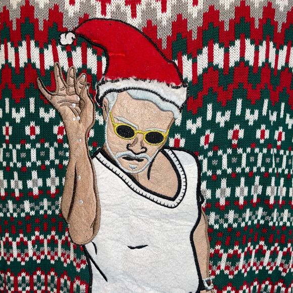 Blizzard Bay Santa Claus Salt Bae Chef Meme Ugly Christmas Sweater Size Small - Picture 2 of 5